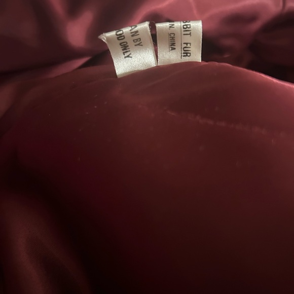 Women's Rabbit Fur Jacket - Burgundy - Picture 6 of 8